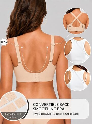LUCKFOX Women's Jelly Bra, Wireless T-Shirt Bra, Deep V Mesh, Seamless Full Coverage in Kuwait