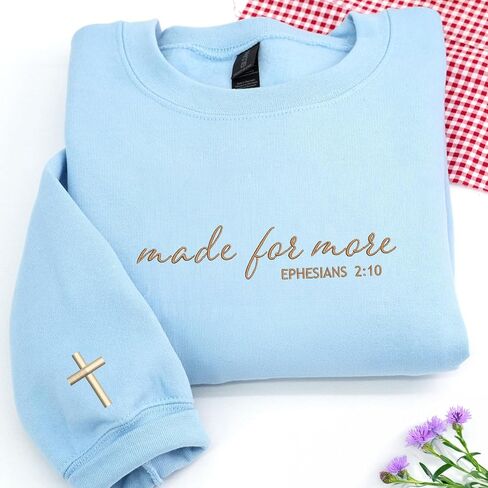 COUPLEHOODIES Made For More Embroidered Sweatshirt – Personalized Christian Gift for Birthday Faith Occasion or Christmas Multicolor in Saudi Arabia