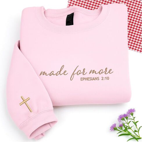 COUPLEHOODIES Made For More Embroidered Sweatshirt – Personalized Christian Gift for Birthday Faith Occasion or Christmas Multicolor in Saudi Arabia