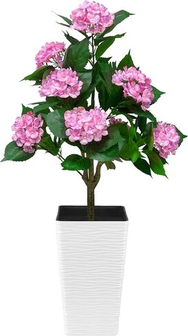 46 Inch Artificial Purple Hydrangea Tree, Fake Hydrangea Flower Tree with Planter, Decorative Topiary Plant, Cement Filled Potted Faux Plants for Porch Home Office Living Room Decor (Purple) in Saudi Arabia
