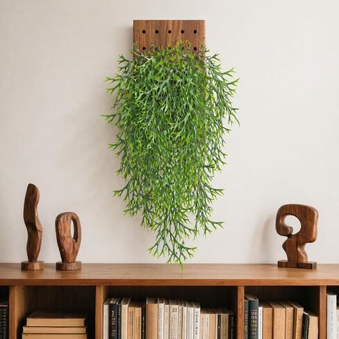 RAINFLOW 2PCS Fake Ferns Artificial Plants Indoor - Lifelike Lush Faux Staghorn Fern with 69 Detachable Leaves, Fake Hanging Plants for Wall Shelf Office Living Room Balcony Garden Decor in Kuwait