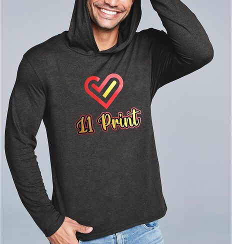 Customize Your Logo, Men's Womens Lightweight Tri-Blend Long Sleeve Hoodie Sweatshirt, Pullover T-Shirt For Fishing Hiking Active in Saudi Arabia