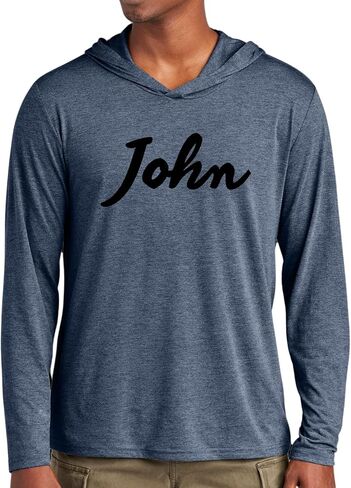 Customize Your Logo, Men's Womens Lightweight Tri-Blend Long Sleeve Hoodie Sweatshirt, Pullover T-Shirt For Fishing Hiking Active in Saudi Arabia