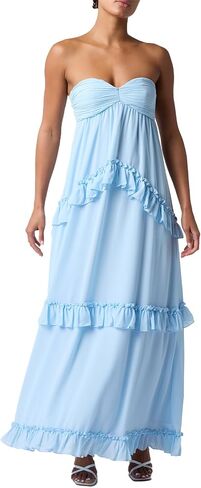 Lulus Diana Strapless Ruffle Tiered Maxi Dress Elegant Chiffon Sweetheart Neckline Formal Party Dress in Saudi Arabia