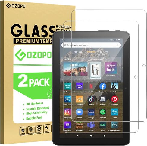 2-Pack Screen Protector for Amazon Fire HD 10 (2023/2021, 13th/11th Generation) Kids/Plus/Kids Pro 10.1 inch Tablet, 9H Hardness Tempered Glass Guard, Anti-Scratch, Bubble-Free, Ultra HD Clear in Kuwait