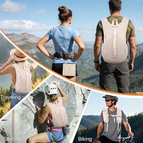 MOSISO 10L Small Hiking Backpack for Women Men, Foldable Casual Daypack Lightweight Packable Backpack with Front Quick Access Pocket for Travel Camping Outdoor, Beige in Kuwait