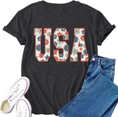 Womens USA Shirt 4th of July Shirts American Patriotic Tee Tops in Kuwait