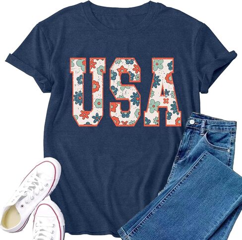 Womens USA Shirt 4th of July Shirts American Patriotic Tee Tops in Kuwait