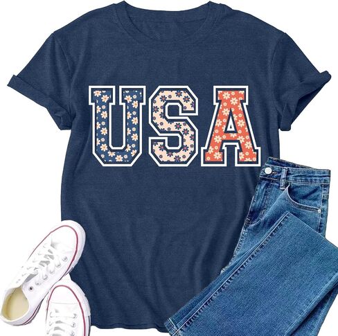 Womens USA Shirt 4th of July Shirts American Patriotic Tee Tops in Kuwait