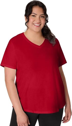 JUST My Size Women's Just My Size Plus Size Cotton Jersey T-Shirt, Short Sleeve V-Neck Tee in Saudi Arabia