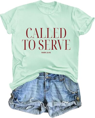 Christian Shirts for Women Graphic Tee Religious Faith Tshirts Called to Serve Shirt Inspirational Bible Verse Tees in Saudi Arabia