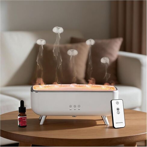 Jellyfish Diffuser Humidifier, Essential Aromatherapy 300ML Ultrasonic Diffuser with Essential Oils. 7 Colors Light Waterless Auto Off with Remote Control for Large Room Office Bedroom in Saudi Arabia