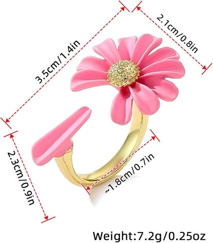 Bohemian Stackable Rings Set-6pcs Colorful Adjustable Daisy Flower Wrap Rings for Women, Spring Summer Jewelry Gift. in Saudi Arabia