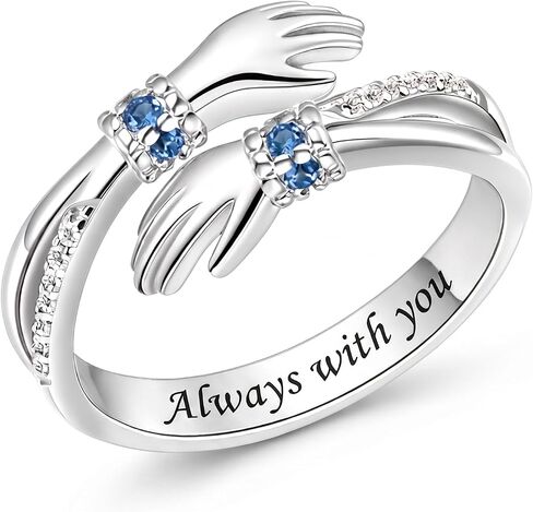 Hug Ring for Women 18K White Gold Plated Hug Rings Hugging Hand Open Promise Rings Adjustable Ring Jewelry Birthday Gifts for Mom Sister Wife Friends Grandma in Saudi Arabia