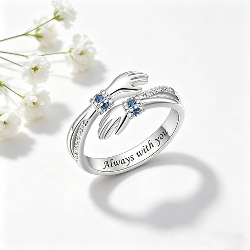 Hug Ring for Women 18K White Gold Plated Hug Rings Hugging Hand Open Promise Rings Adjustable Ring Jewelry Birthday Gifts for Mom Sister Wife Friends Grandma in Saudi Arabia