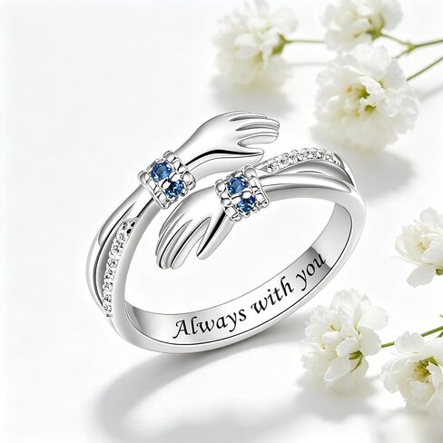 Hug Ring for Women 18K White Gold Plated Hug Rings Hugging Hand Open Promise Rings Adjustable Ring Jewelry Birthday Gifts for Mom Sister Wife Friends Grandma in Saudi Arabia