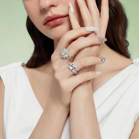 Hug Ring for Women 18K White Gold Plated Hug Rings Hugging Hand Open Promise Rings Adjustable Ring Jewelry Birthday Gifts for Mom Sister Wife Friends Grandma in Saudi Arabia