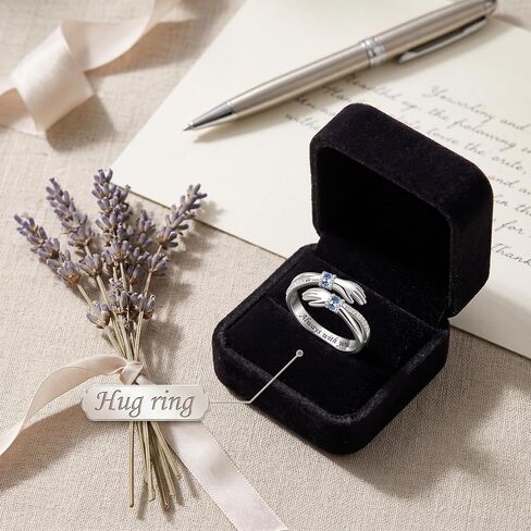 Hug Ring for Women 18K White Gold Plated Hug Rings Hugging Hand Open Promise Rings Adjustable Ring Jewelry Birthday Gifts for Mom Sister Wife Friends Grandma in Saudi Arabia