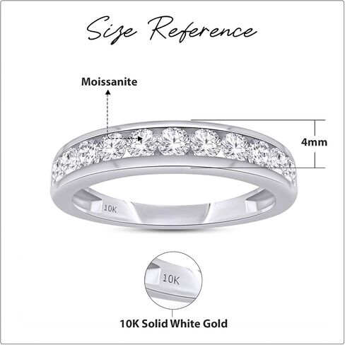 2.5MM Round Cut Wedding Band Half Eternity Ring For Women Lab Created Moissanite & Lab Grown Diamond in 925 Sterling Silver & 10K/14K Solid Gold Stackable Promise Ring 0.70 Cttw (Clarity VVS1) in Kuwait