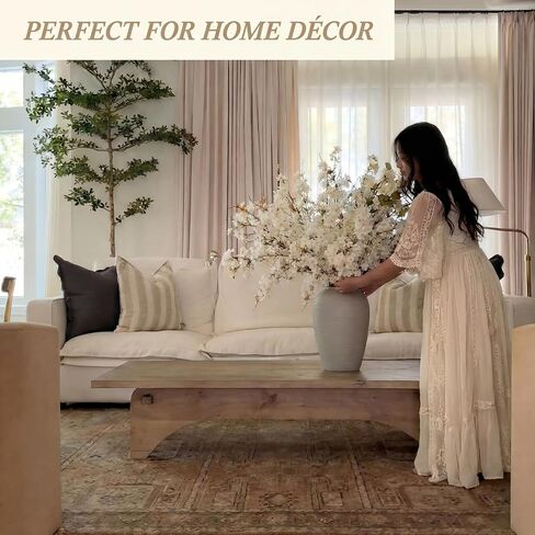 Giegxin 18 Pcs Artificial Cherry Blossom, 41" Faux Cherry Branches Spring Decor Indoor Silk Fake Flowers Long Stems for Tall Vase Table Home Wedding Business Spaces Decor(White) in Kuwait