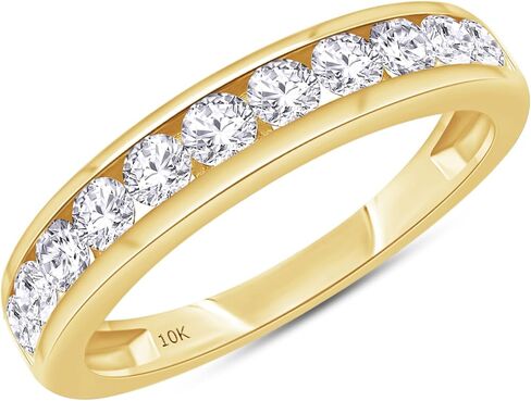 2.5MM Round Cut Wedding Band Half Eternity Ring For Women Lab Created Moissanite & Lab Grown Diamond in 925 Sterling Silver & 10K/14K Solid Gold Stackable Promise Ring 0.70 Cttw (Clarity VVS1) in Kuwait