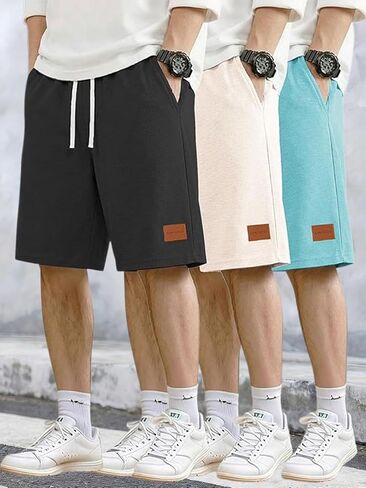 Men's Cargo Shorts with Drawstring, Multiple Pockets, Comfortable Workwear Casual Shorts for Outdoor Activities in Kuwait