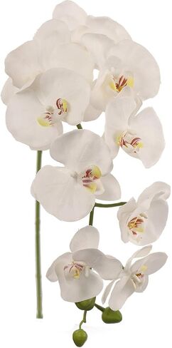 Larksilk 33.5" Real Touch White Artificial Orchid Stems - 2 Pack Lifelike Phalaenopsis Flowers for Elegant Home Décor, Wedding & Floral Arrangements - Silk Orchid Stems - Artificial Orchid Flowers in Saudi Arabia