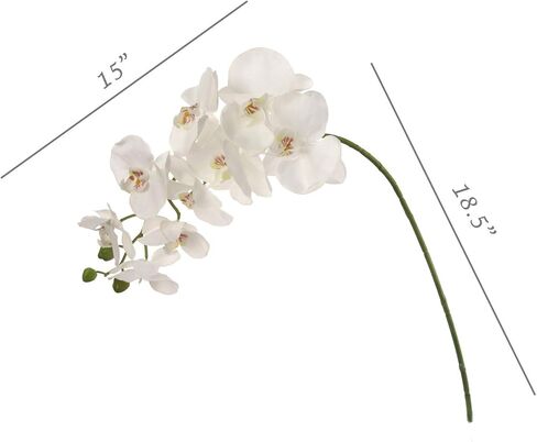 Larksilk 33.5" Real Touch White Artificial Orchid Stems - 2 Pack Lifelike Phalaenopsis Flowers for Elegant Home Décor, Wedding & Floral Arrangements - Silk Orchid Stems - Artificial Orchid Flowers in Saudi Arabia