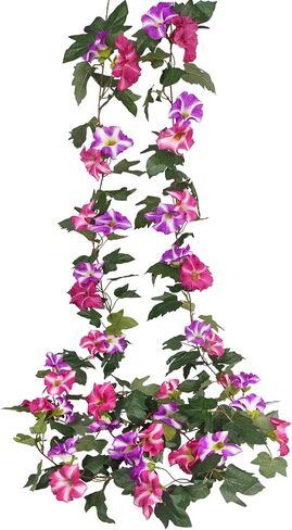 CISDUEO 2 Pcs Artificial Vines for Outdoors Silk Morning Glory Garland 11.5 Ft Hanging Flowers Plants Yellow and White Fake Petunias Vines for Indoor Home Decor Wall Fence Mantle Stairway Mailbox in Saudi Arabia