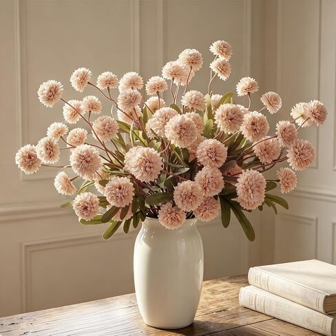 12Pcs Faux Silk Pompon Mum Artificial Flowers for Vase,Artificial Silk Chrysanthemum Flowers DIY Bouquets Wedding Table Centerpieces Home Decor Flores Artificiales, Artificial Flowers Indoor(No Vase) in Kuwait