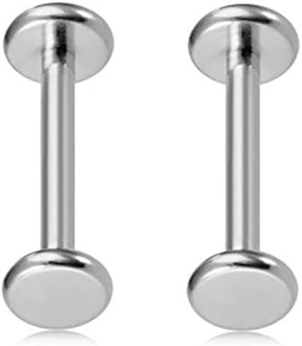 16G G23 Titanium Flat Back Round Disc Cartilage Earrings Studs Internally Threaded Tongue Rings Lip Labret Jewelry Cartilage Conch Tragus Daith Studs Earrings Minimalist Body Piercing Jewelry 2Pcs 5-14mm in Saudi Arabia