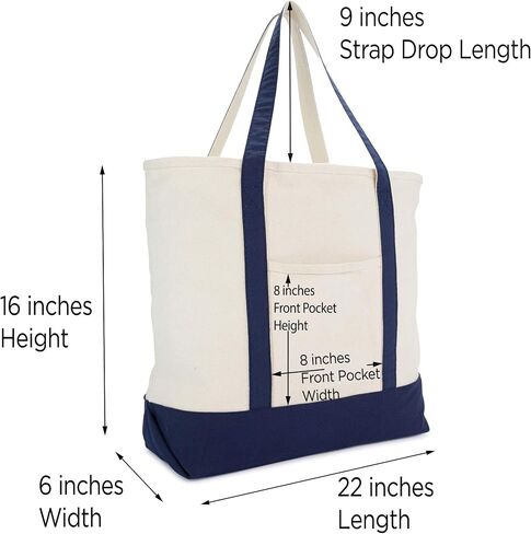 DALIX Monogram Tote Bag Personalized Navy Blue Initial A-Z in Kuwait