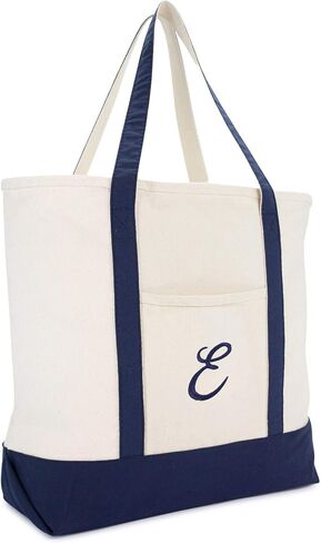 DALIX Monogram Tote Bag Personalized Navy Blue Initial A-Z in Kuwait