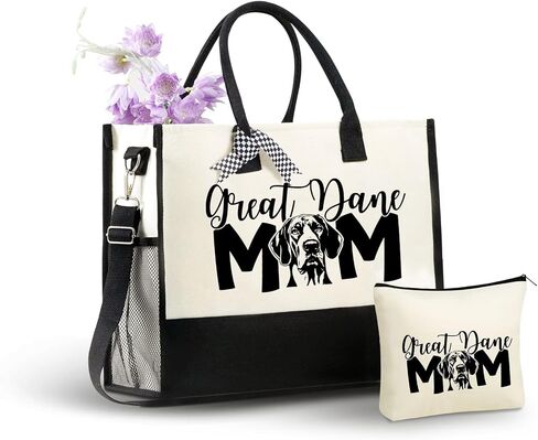 InnoBeta Great Dane Gifts for Women Canvas Tote Bag, Great Dane Gifts Tote with Top Zipper Closure and Shoulder Strap for Birthday, Mother's Day, Christmas in Kuwait