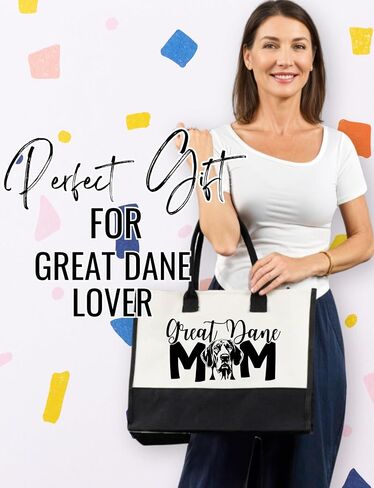 InnoBeta Great Dane Gifts for Women Canvas Tote Bag, Great Dane Gifts Tote with Top Zipper Closure and Shoulder Strap for Birthday, Mother's Day, Christmas in Kuwait