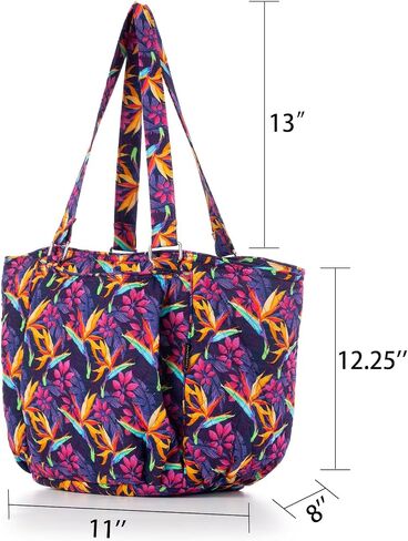 Floral Print Women's Tote Bag, Lightweight Shoulder Bag, Multi Pockets Large Capacity Casual Purse for Daily Commute & Travel in Saudi Arabia