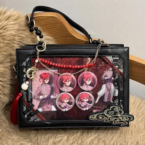 Vintage Oriental Ita Bag Tote for Women, Multiway Shoulder Crossbody Pin Display Handbag with Tassel Charm in Saudi Arabia
