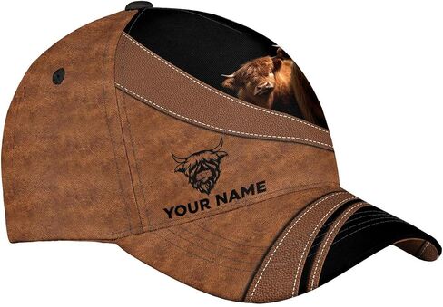 Generic ThuhaTree Store Personalized Name Highland Cattle Classic Baseball Cap, Highland Cow Baseball Cap, Highland Cow Cap for Women Multi in Kuwait