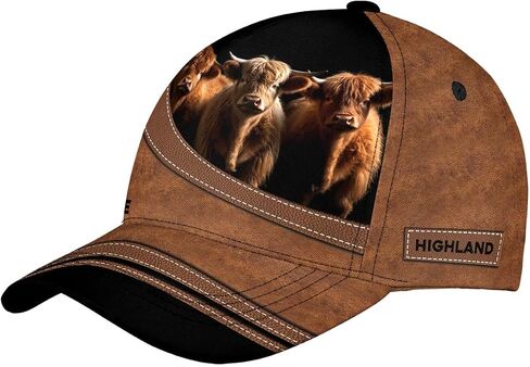 Generic ThuhaTree Store Personalized Name Highland Cattle Classic Baseball Cap, Highland Cow Baseball Cap, Highland Cow Cap for Women Multi in Kuwait