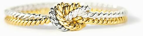 Chic Two-tone Style Finger Ring for Women Fashion Knot Shape Jewelry Female Daily Accessories in Kuwait