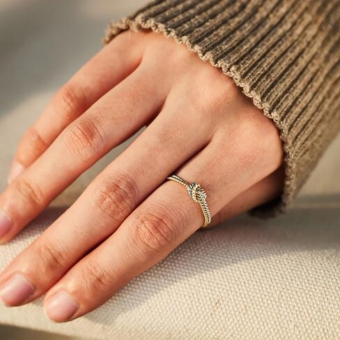 Chic Two-tone Style Finger Ring for Women Fashion Knot Shape Jewelry Female Daily Accessories in Kuwait
