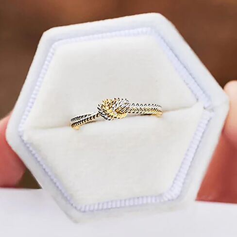 Chic Two-tone Style Finger Ring for Women Fashion Knot Shape Jewelry Female Daily Accessories in Kuwait