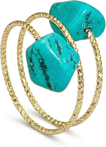 Turquoise Ring for Women - Gold Tone Adjustable Wrap Ring, Western Style Statement Rings for Bohemians Summer Vacation Jewelry in Saudi Arabia