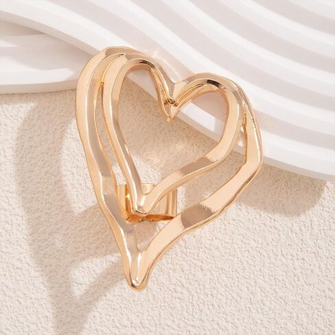 Chunky Gold Double Heart Open Rings Vintage Large Hollow Hearts Knuckle Finger Rings Trendy Prom Love Shaped Accessories Big Unique Jewelry for Women in Saudi Arabia