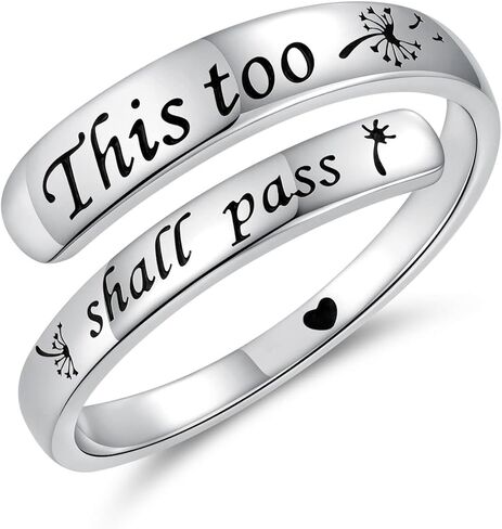 Sterling Silver This Too Shall Pass Ring Inspirational Ring Adjustable Open Encouragement Jewelry Gift for Women in Saudi Arabia
