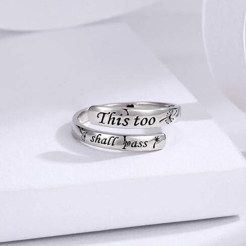 Sterling Silver This Too Shall Pass Ring Inspirational Ring Adjustable Open Encouragement Jewelry Gift for Women in Saudi Arabia