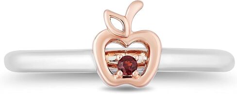 Jewelili Enchanted Disney Fine Jewelry Sterling Silver and 10K Rose Gold with Red Garnet and Diamond Accent Snow White Duo Ring in Kuwait