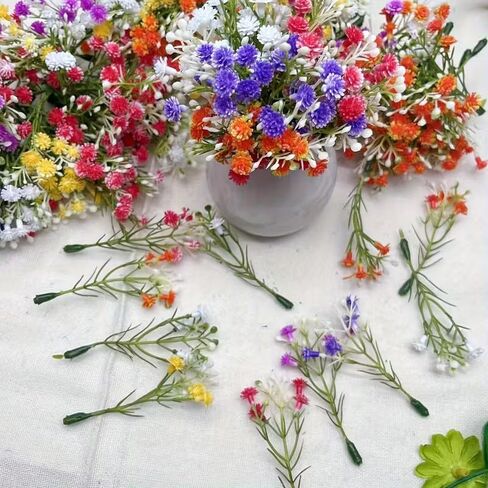55Pcs Mini Artificial Flowers, Faux Floral Arrangements for DIY Crafts, Weddings, Home, Dollhouse Decor in Kuwait