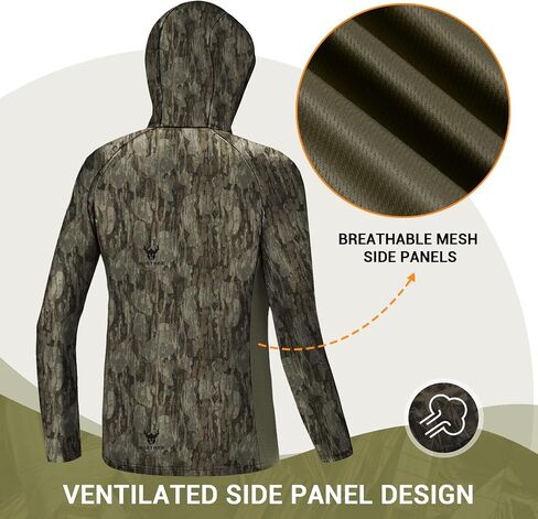 Youth Hunting Hoodie with Face Cover, Boys Camo Long Sleeve Shirt UPF 50+ Quick Dry for Deer Turkey Hunting in Kuwait