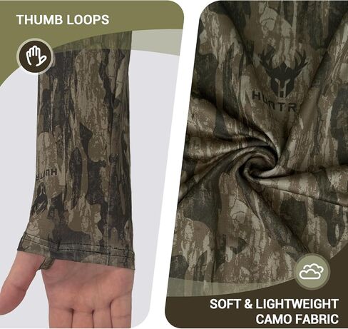 Youth Hunting Hoodie with Face Cover, Boys Camo Long Sleeve Shirt UPF 50+ Quick Dry for Deer Turkey Hunting in Kuwait